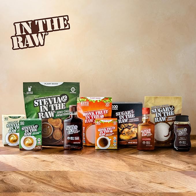 Sugar In The Raw Organic Granulated White Premium Cane Sugar, No Added Flavors or erythritol, Pure Natural Sweetener, Hot & Cold Drinks, Coffee, Tea, Vegan, Gluten-Free, Non-GMO, Bulk Sugar, 250 ct packets (2-Pack)