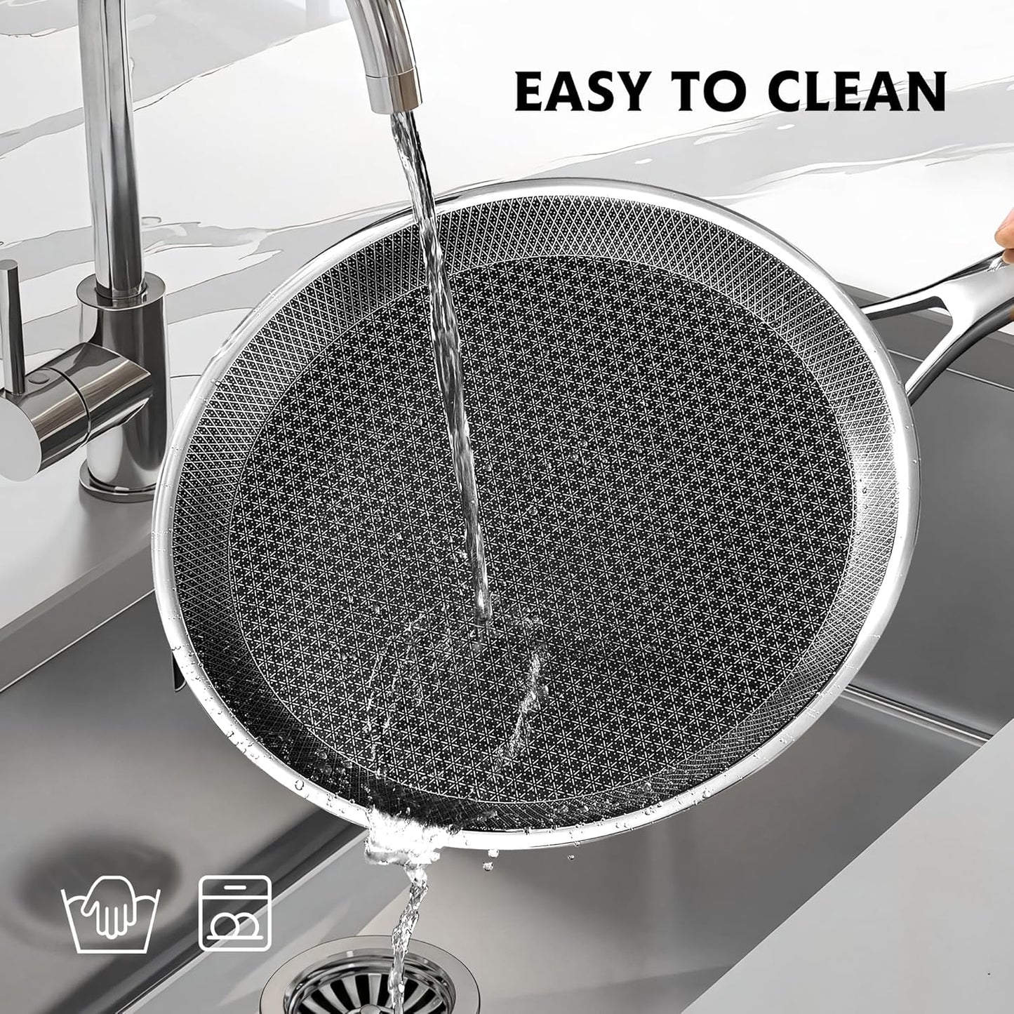 Crepe Pan,12 in Nonstick Crepe Pan, Stainless Steel Flat Skillet,Non Stick Dosa Tawa Comales Para Tortillas Pancake Pan,Dishwasher and Oven Safe Cookware,Induction Compatible, PFOA Free