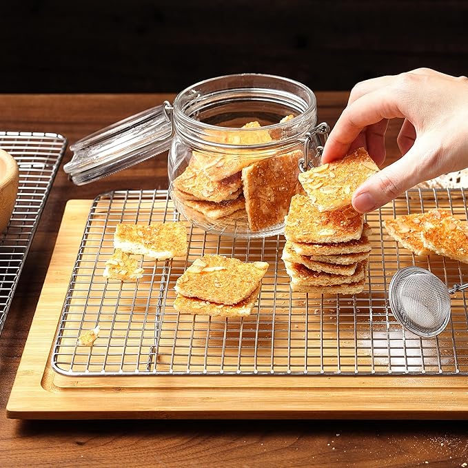 Spring Chef 10" x 15" Stainless Steel Cooling Racks for Baking - Oven Safe - Cookie Racks for Cooling Cookies - Fits Jelly Roll Pan - Perfect for Grilling, Roasting, Cooking, Drying - Set of 2