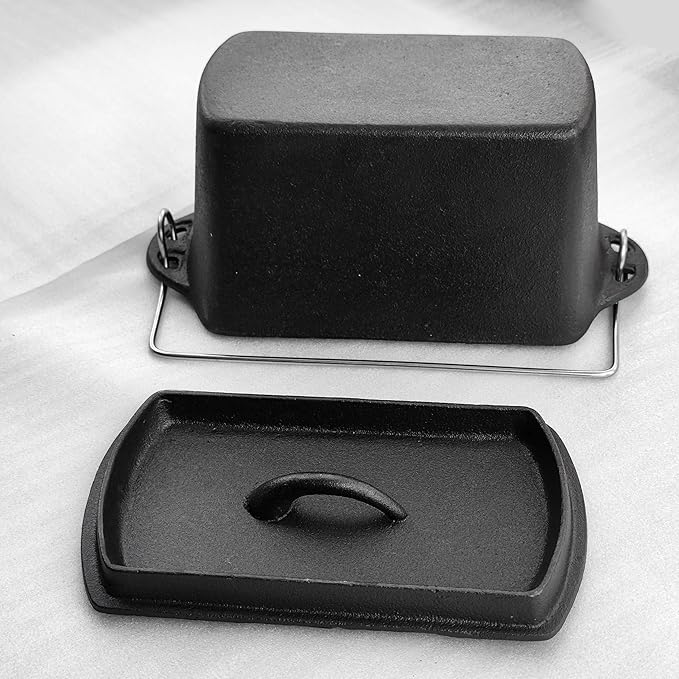 Voulosimi Cast Iron Loaf Oven Pan - 4.33"x4.92"x8.66" Durable Loaf Pans Rectangular Baking Pan for home baking (Bread Pan, 2 QT)