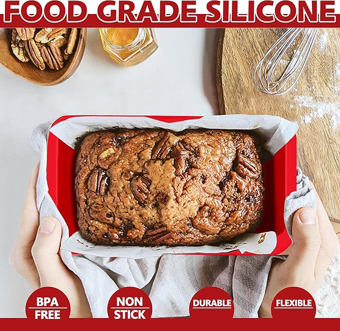 Anaeat Mini Reusable Silicone Bread Pan Set of 3, Non-Stick and Flexible, Safe and Environment Friendly, Multi-Purpose, Easy to Use and Clean, Brand Quality Guarantee