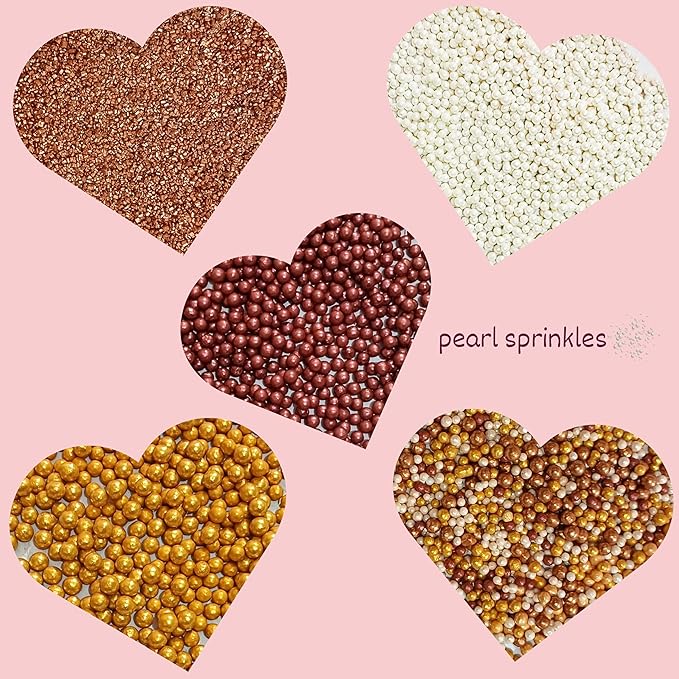Confect Sprinkle Mix – Edible Gold, Bronze & White Sugar Pearls with Copper Sparkling Sugar –Great Gatsby Disco Ball- Elegant Cake, Cupcake & Cookie Decorating Sprinkles –Vegan, Gluten-Free, Nut-Free, Soy-Free, Dairy-Free, Palm Oil-Free, Dye Free- 5 Oz