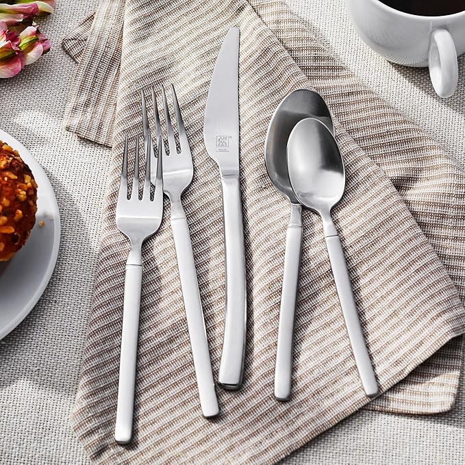 ZWILLING Premier Series Satin Opus 45-Piece Stainless Steel Flatware Set - Made with Special Formula Steel Perfected for Almost 300 Years, Dishwasher Safe, Service for 8, Matte Finish (not polished)