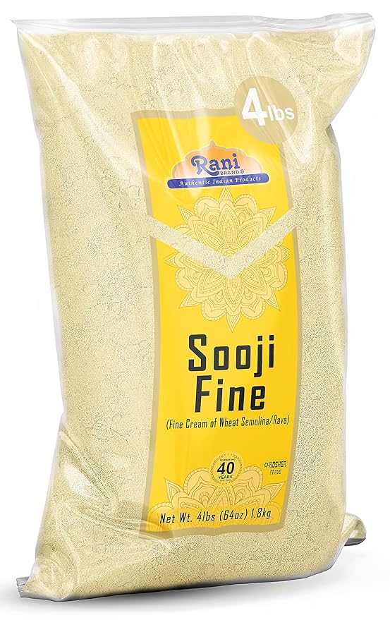 Rani Sooji Fine (Farina, Suji, Rava, Wheat) Flour 64oz (4lbs) 1.81kg Bulk ~ All Natural | Vegan | NON-GMO | Kosher | Indian Origin