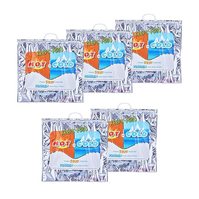 Superio Hot and Cold Insulated Bags for Food Delivery, Grocery Shopping Bags, Food Storage for Hot and Frozen Food for Travel, Disposable Cooler Bag, Reinforced Thermal Lunch Bag (5, 20" x 19")