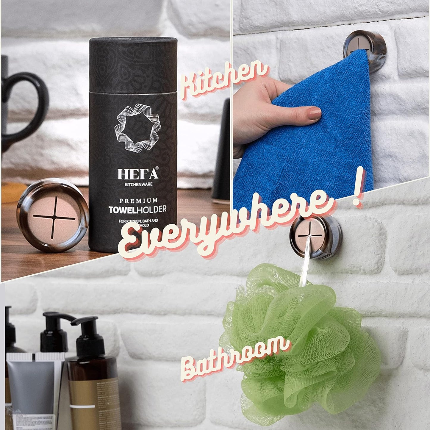 HEFA Towel Holder, Towel Hooks, Dish Towel Holder, Kitchen Organization, Bathroom Accesories, Kitchen Towel Hook, Kitchen Towel Holder, Christmas Gift, Kitchen Gadgets 4 Pack