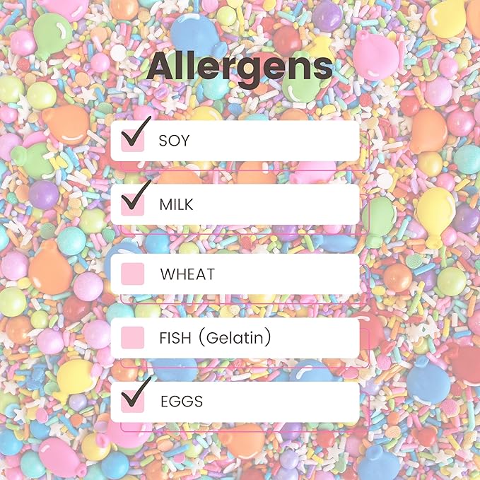 Sprinkle Pop Rainbow Birthday Sprinkle Mix| Red Orange Yellow Iridescent Rainbow Sprinkles with ~12 Royal Icing Balloons| Decorating Sprinkles Made in USA for Girl Boy Cakes Cupcakes Cookie Donut, 4oz