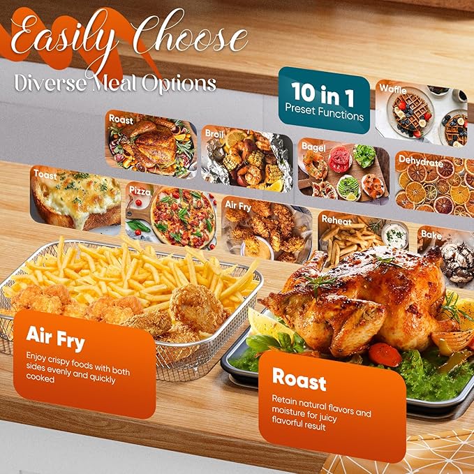 Nuwave Bravo Pro Smart Air Fryer Toaster Oven Combo, 12-in-1 Functions with Quicker & Even Crisp Technology, 1800W, 50-450°F, PFAS-Free, 21QT, Cinnamon