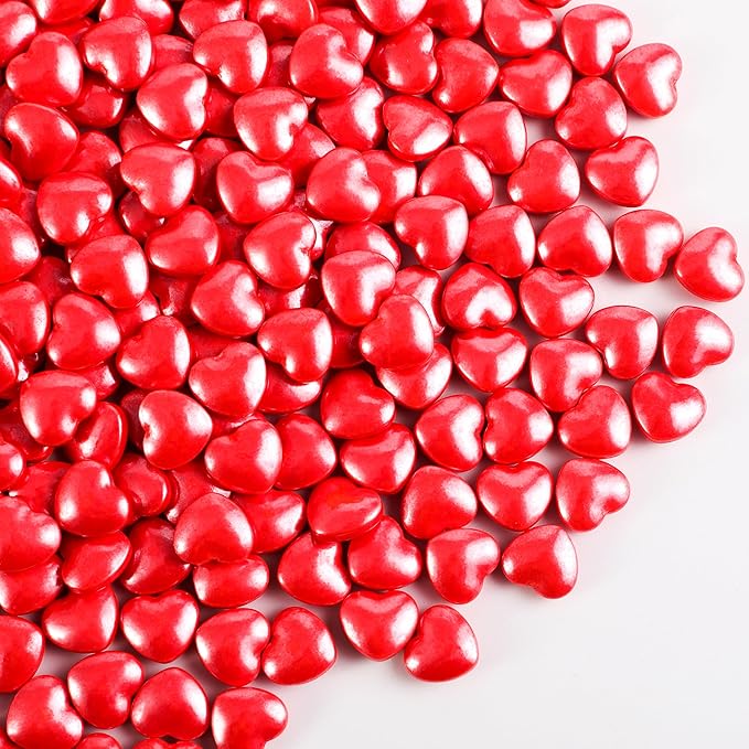 Kasvan Mixed Heart Shapes Sprinkles - Edible Candy Pearls 130g/4.58 Oz, Mix Size, Baking Cake Decorations, Ice Cream Toppings and Cookie Decorating, Wedding Party Chirstmas Supplies (Red)