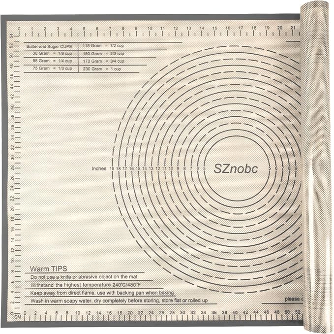 Silicone Baking Mat 36x24 Inch Nonstick Pastry Mat Perfect for Dough Mat, Pastry Board, Kitchen Counter Mat - For Dough, Pastry, Pie Crust, Fondant, Cookies, Bread, Pasta/Pizza, Grey