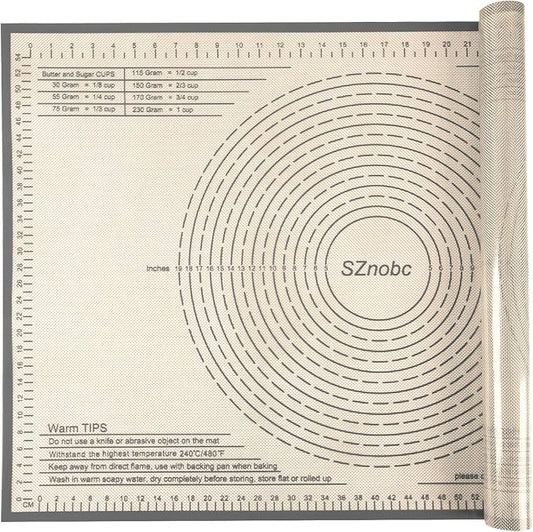 Silicone Baking Mat 36x24 Inch Nonstick Pastry Mat Perfect for Dough Mat, Pastry Board, Kitchen Counter Mat - For Dough, Pastry, Pie Crust, Fondant, Cookies, Bread, Pasta/Pizza, Grey