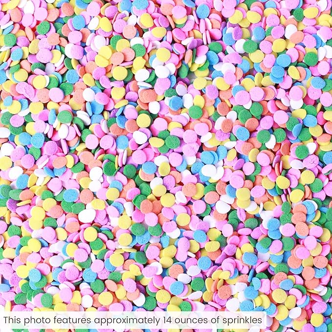 Pastel Confetti Sprinkle Mix| Made In USA By Sprinkle Pop| Pink Yellow Purple Orange Blue White 3MM Confetti Sprinkles| Easter Sprinkles Confetti For Decorating Cakes Cookie Cupcakes Ice Cream, 4oz