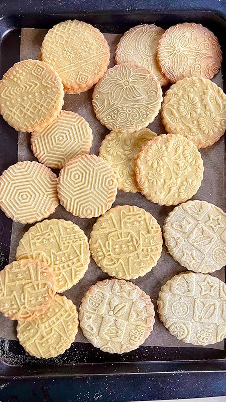 CHRISTMAS TILES Embossing Rolling Pin. Laser Engraved Dough Roller for Embossing Homemade Christmas Cookies by Algis Crafts