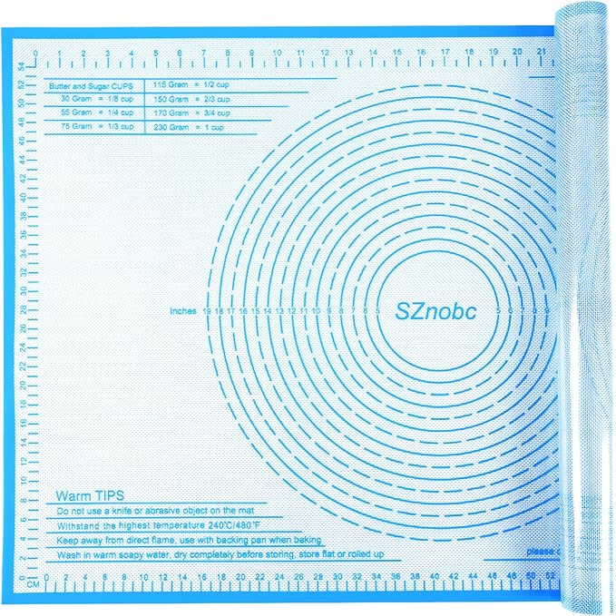 Silicone Pastry Mat 36'' By 24'' Extra Large Baking Mat with Measurements for Dough Rolling, Kneading Board, Kitchen Counter Mats for Dough, Pastry, Fondant, Pie Crust, Cookies, Bread, Pasta, Pizza