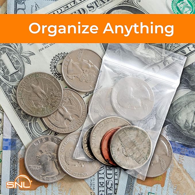 SNL Quality Zipper Lock Reclosable Clear Disposable Plastic Bags, Strong | 1.5" X 2" - 2 MIL - 1,000 Bags