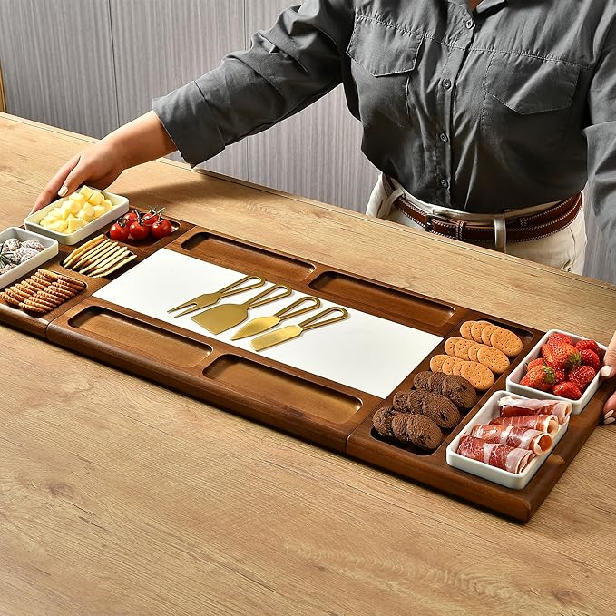 Shanik Premium Marble Charcuterie Board - Magnetic Cheese and Meat Board, Double-Sided Serving Tray and Cutting Board - Gift for Any Occasion Quality Assured (with Engraving)