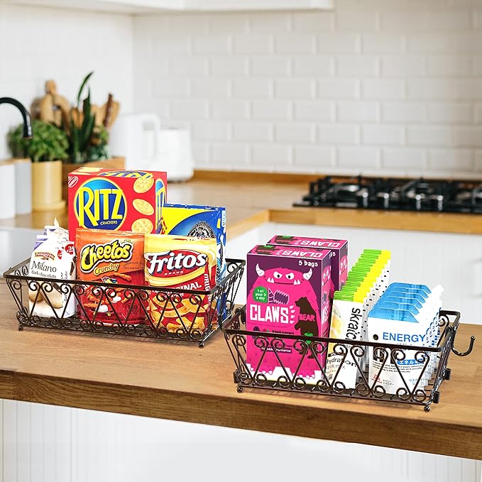 Simple Houseware 2-Tier Countertop Fruit Basket Bowl Storage, Bronze