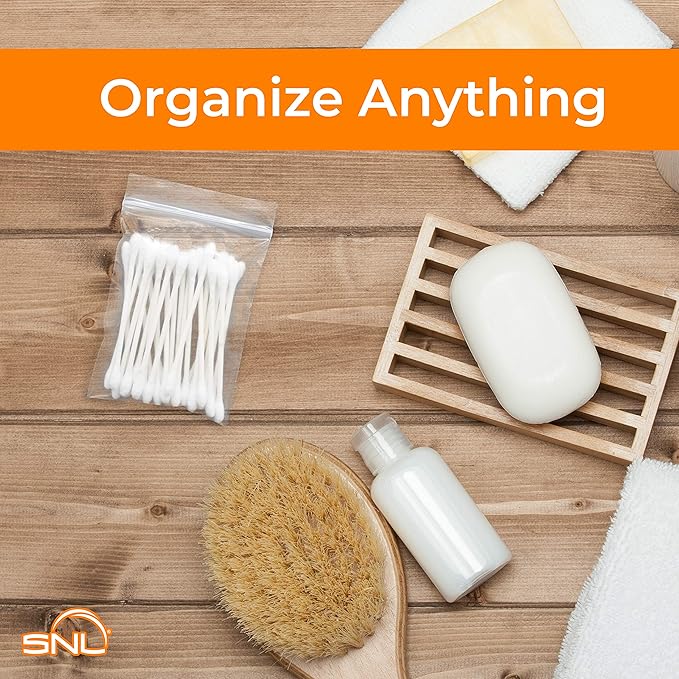 SNL | 3" X 4" - 2 MIL - 1,000 Bags | Small | Strong | Zipper Lock Reclosable, Clear, Disposable, Plastic Bags, For Food and Storage