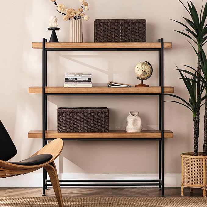 UBBCARE 2 Pack Wicker Basket, 13.4L×8.3H×7.1W inch Woven Paper Rope Storage Baskets for shelves, Foldable Rectangular Storage Baskets with Handle, Storage Basket for Organizing, Dark Brown