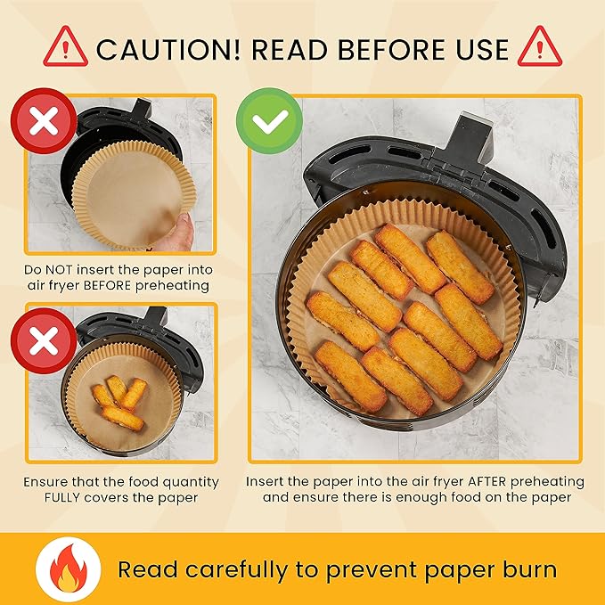 250 pcs Air Fryer Liners for Ninja, Round Disposable Airfryer Paper Liners – Non-Stick and Oil Proof for Easy Cleanup, Great for Oven, Pans & Baking – 8 Inch for 5-8 qt Basket