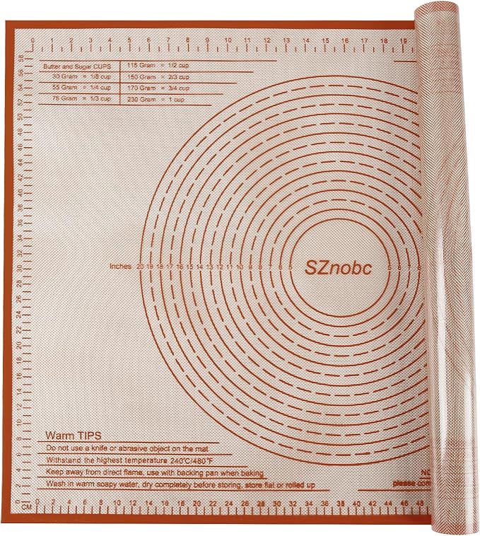 Silicone Pastry Mat 34X26 Inch Nonstick Baking Mat with Measurement, Perfect for Dough Mat, Pastry Board, Kitchen Counter Mat, For Dough, Pie Crust, Fondant, Pasta/Pizza, Red