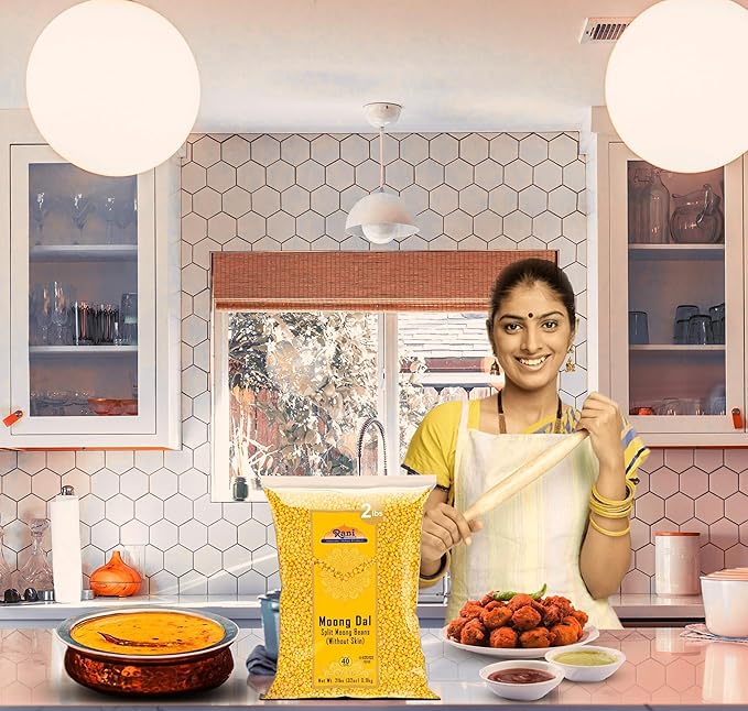 Rani Moong Dal (Split Mung Beans Without Skin) Lentils Indian 32oz (2lbs) 908g ~ All Natural | Gluten Friendly | Non-GMO | Kosher | Vegan | Indian Origin