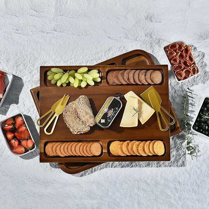 Shanik Premium Charcuterie Board - Magnetic Cheese and Meat Double-Sided Serving Tray and Cutting Board - Gift for Any Occasion Quality Assured Without Engraving