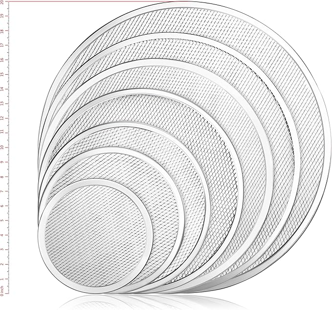 New Star Foodservice 50981 Restaurant-Grade Aluminum Pizza Baking Screen, Seamless, 18-Inch, Pack of 6