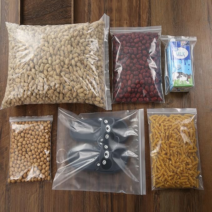 13" x 15" Large Thick 2.4 Mil Clear Zip Seal Lock Poly Bags Reclosable Plastic Bags Clothing T-Shirts Shoes Toys Snack Zipper Bag (30 Pack)