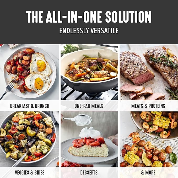 GreenLife Nonstick 12” (5QT) All in One Deep Skillet Wok with Lid, PFAS-Free Non-Toxic Ceramic Multi-Purpose Pan, Induction, All Stovetop, Egg, Stir Fry, Saute, Stay Cool Handle, Graphite