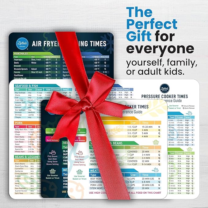 Air Fryer Magnetic Cheat Sheet Set - Air Fryer Accessories Cookbook - Pressure Cooker Magnet Sheet As Seen on The Today Show - Quick Reference Guide for Cooking and Frying (Black and White Bundle)