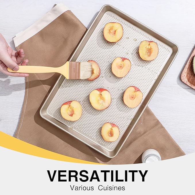 HONGBAKE 2 Pack Half Sheet Baking Pans,Non Stick Baking Sheet for Oven, 57% Thicker Carbon Steel Cookie Sheets for baking, 17.5" x 12" Cookie Trays