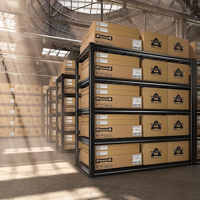 REIBII Garage Shelving, 48.2'' W Metal Shelving, 3010LBS Storage Shelves Heavy Duty, 5 Tier Adjustable Heavy Duty Shelving Unit for Warehouse, Garage, Basement, 48.2" W x 24.1" D x 72" H