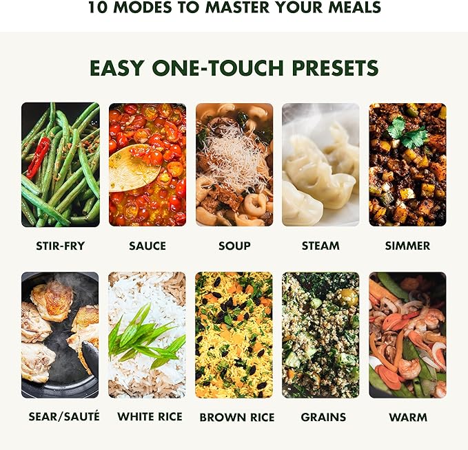 GreenPan Elite Essential Smart Electric 6QT Skillet Pot,Sear Saute Stir-Fry and Cook Rice, Healthy Ceramic Nonstick and Dishwasher Safe Parts, Easy-to-use LED Display, PFAS-Free, Cream White