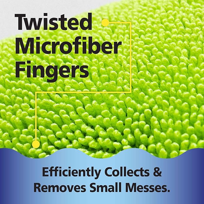 Fresh Tuff-Scrub, Large, 6-Pack Scrub-N-Wipe Sponge Cloth with Silvadur Antimicrobial for Odor Control, Microfiber, Multi-Surface, Non-Scratch, Dual-Sided, Machine Washable, Durable Kitchen Sponge