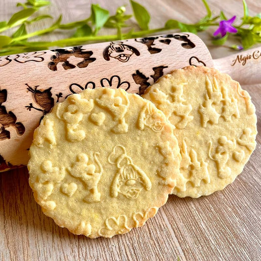 FAIRY TALE EMBOSSING ROLLING PIN MOUSE DOG LASER ENGRAVED DOUGH ROLLER GIFT for CARTOON FAN