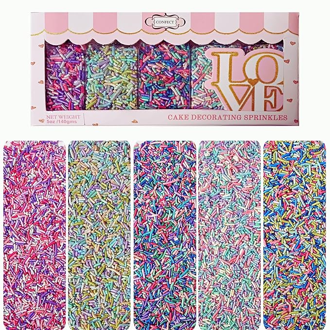 Confect Rainbow Magic Sprinkles – Edible Colorful Sprinkles Mix for Cake & Cupcake Decorating | Bright Confetti & Jimmies for Baking, Party, Birthday & Cookie Toppings | Vegan, Gluten-Free, Nut-Free, Soy-Free, Dairy-Free, Palm Oil-Free - 5 Oz