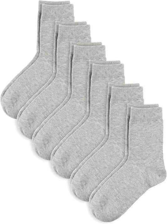 COTTON DAY Unisex Little Kids Youth Boys Girls Soft Cotton Crew Dress Socks Seamless Toe Black White Gray Navy 6 Pack