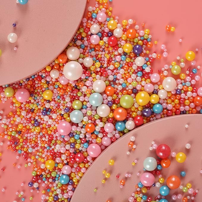 Kasvan Mixed Pearl Sugar Sprinkles - Edible Candy Pearls 130g/4.58 Oz, Mix Size, Baking Cake Decorations, Ice Cream Toppings and Cookie Decorating, Wedding Party Chirstmas Supplies