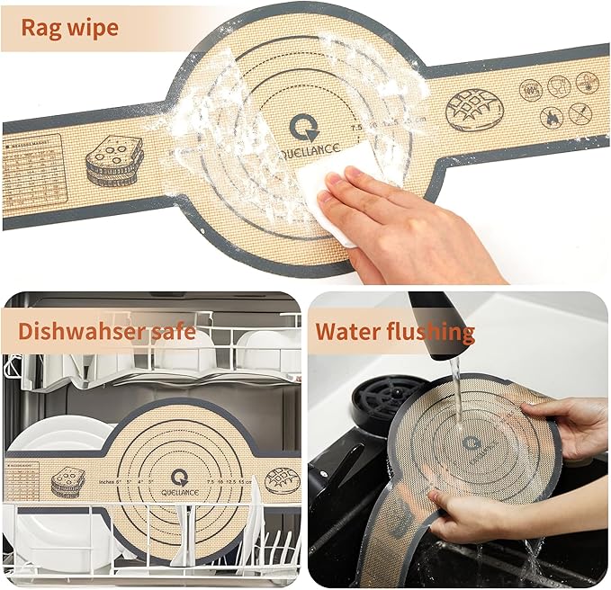 Silicone Sourdough Bread Sling Mat - 2Pcs Round Dough Baking Slings for Dutch Oven, NonStick High Degree Kitchen Sourbread Making Loaf Pan Lifter Liner, Reusable Cooking Transfer Mats with Long Handle