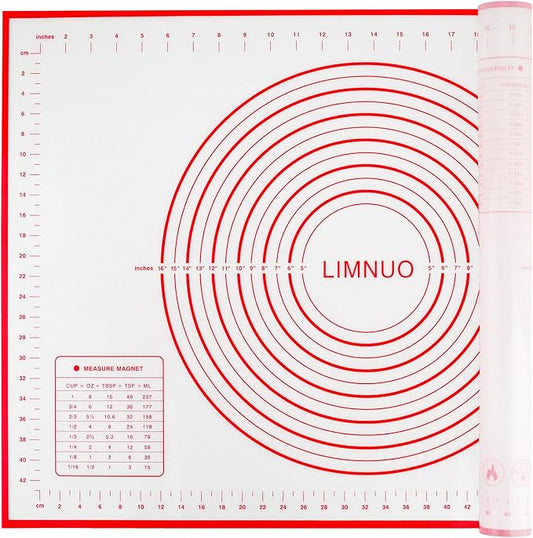 Silicone Baking Mat，Non Stick Rolling Dough with Measurements for Pie Pizza Cookies Fondant Making，Extra Thick Non Slip Silicone Pastry Mat