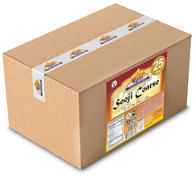 Rani Sooji Coarse (Farina, Suji, Rava, Rawa, Wheat Semolina) Flour 400oz (25lbs) 11.36kg Bulk Box ~ All Natural | Vegan | NON-GMO | Indian Origin