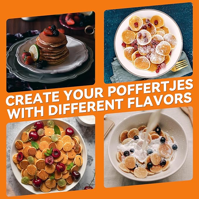 Baker's Friend Mini Pancakes Maker Machine, Dutch Mini Pancake Griddle, 14 Holes Electric Poffertjes Pan, Ideal for Breakfast, Snacks, Desserts & More