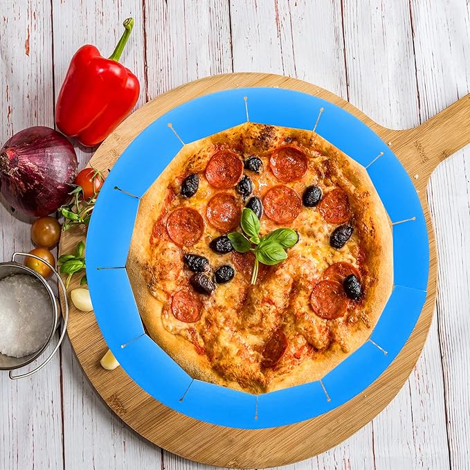 2 Pack Adjustable Silicone Pie Crust Shield, BPA-Free Protector Cover Kitchen Tool for Baking Pizza, Fit 8-10.7 Inch Pies - Dishwasher Safe (Blue)