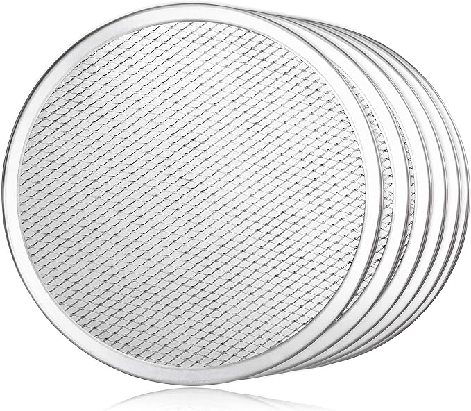 New Star Foodservice 50943 Restaurant-Grade Aluminum Pizza Baking Screen, Seamless, 10-Inch, Pack of 6