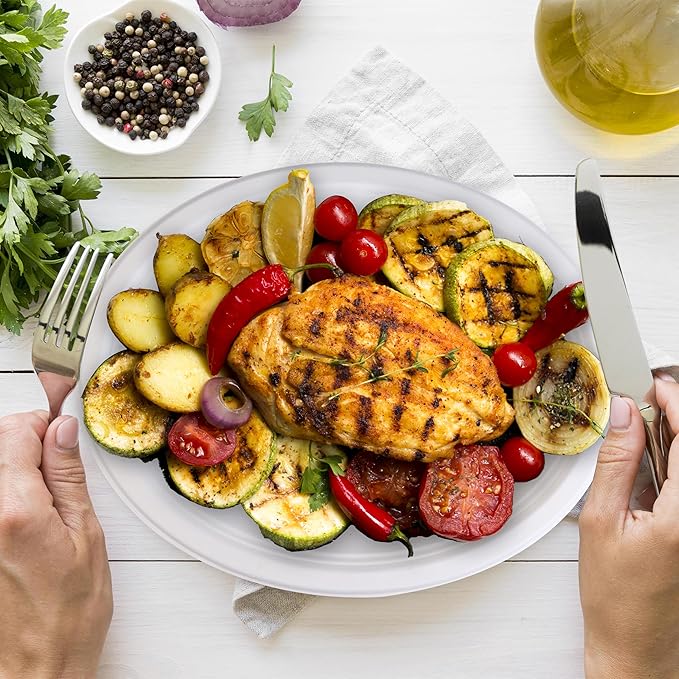 100PCS 100% Compostable White Oval Paper Plates(12in), Heavy Duty Disposable Plates, Eco-Friendly Dinner Plates, Biodegradable Salad, Meal, Dessert Plates, Perfect for Parties, Picnic, BBQ