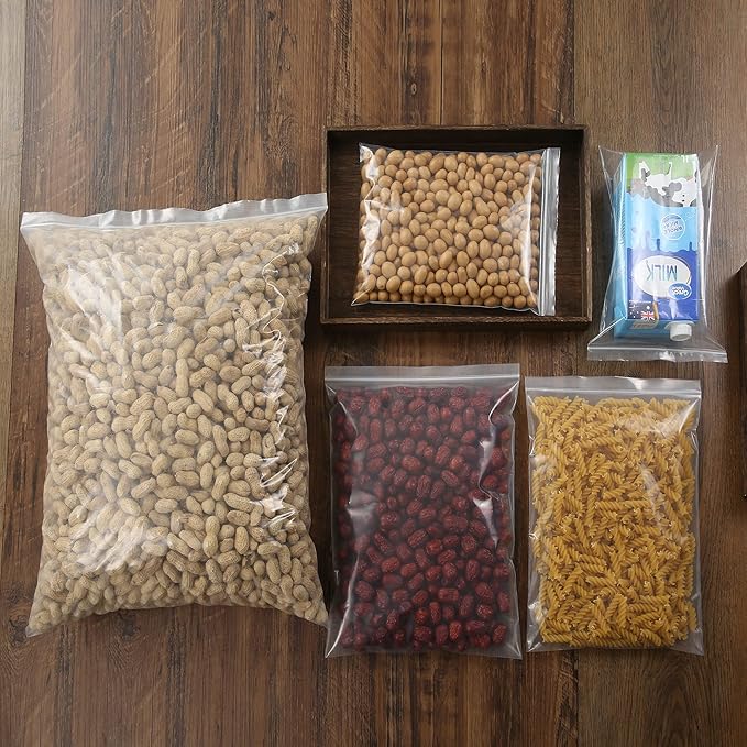 13" x 15" Large Thick 2.4 Mil Clear Zip Seal Lock Poly Bags Reclosable Plastic Bags Clothing T-Shirts Shoes Toys Snack Zipper Bag (30 Pack)