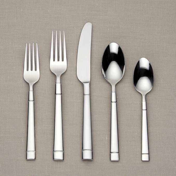 Kate Spade New York Fair Harbor Flatware Set, 18/10 Stainless Steel, 45-Piece