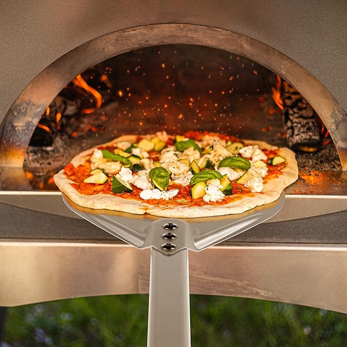 Pizza Turning Peel-Premium Pizza Paddle with Non-Slip Rubber-Covered Handle –Heavy-Duty Turning Peel with Aluminum Plate – Ergonomic and Lightweight Design (9-Inch)