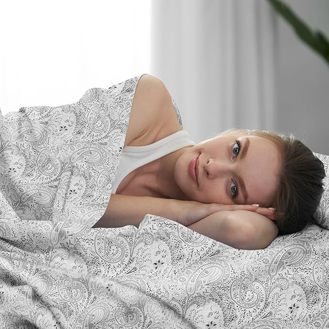 Mellanni Extra Deep Full Sheets - 4 PC Iconic Collection Bedding - Hotel Luxury, Ultra Soft, Cooling Bed Sheets - Wrinkle, Fade, Stain Resistant (Full, Paisley Gray)